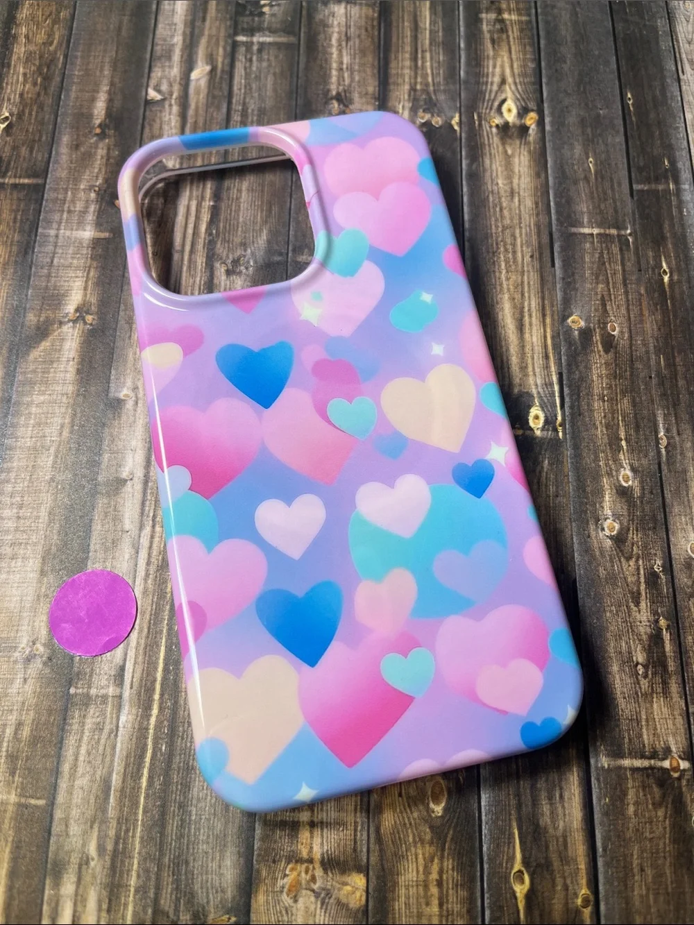 5for$10 Hardshell Protective Pink And Blue Heart iPhone 13 Phone Case